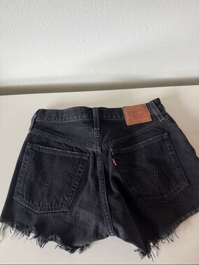 Levi's Black Frayed Denim Cutoff Shorts